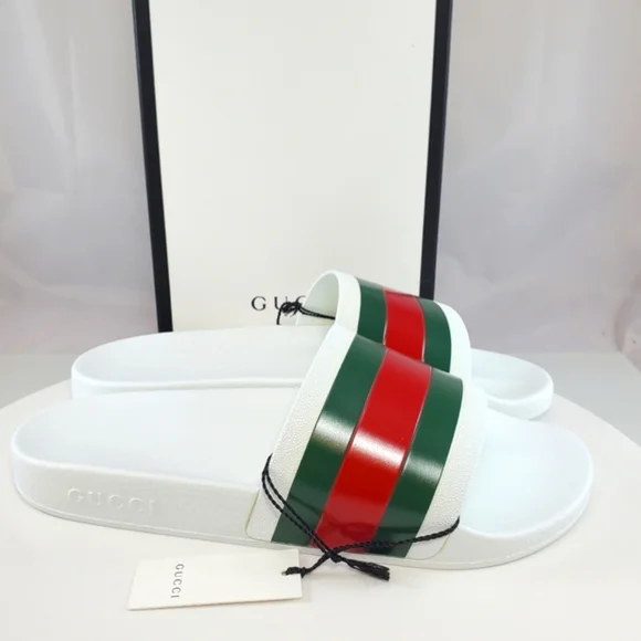 NWT$400 GUCCI Signature Pursuit 72 Stripe Slip-on Slide Sandals Sz 10G (10.5) - Picture 10 of 16